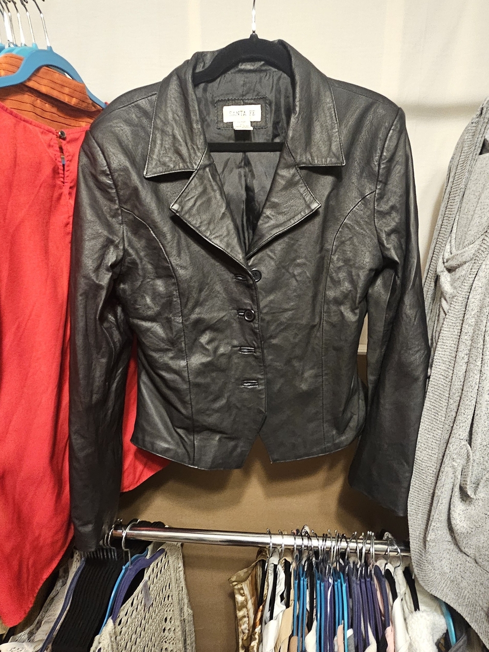 Worthington Black Leather Button-Front Jacket